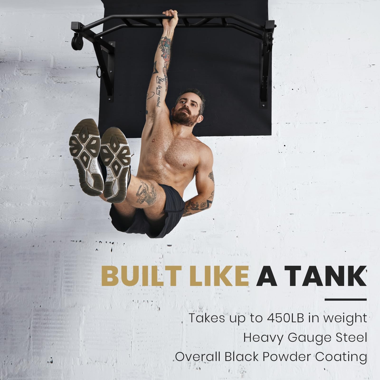 Multifunctional Wall Mounted Pull Up Bar with Pulley System (48" APART)