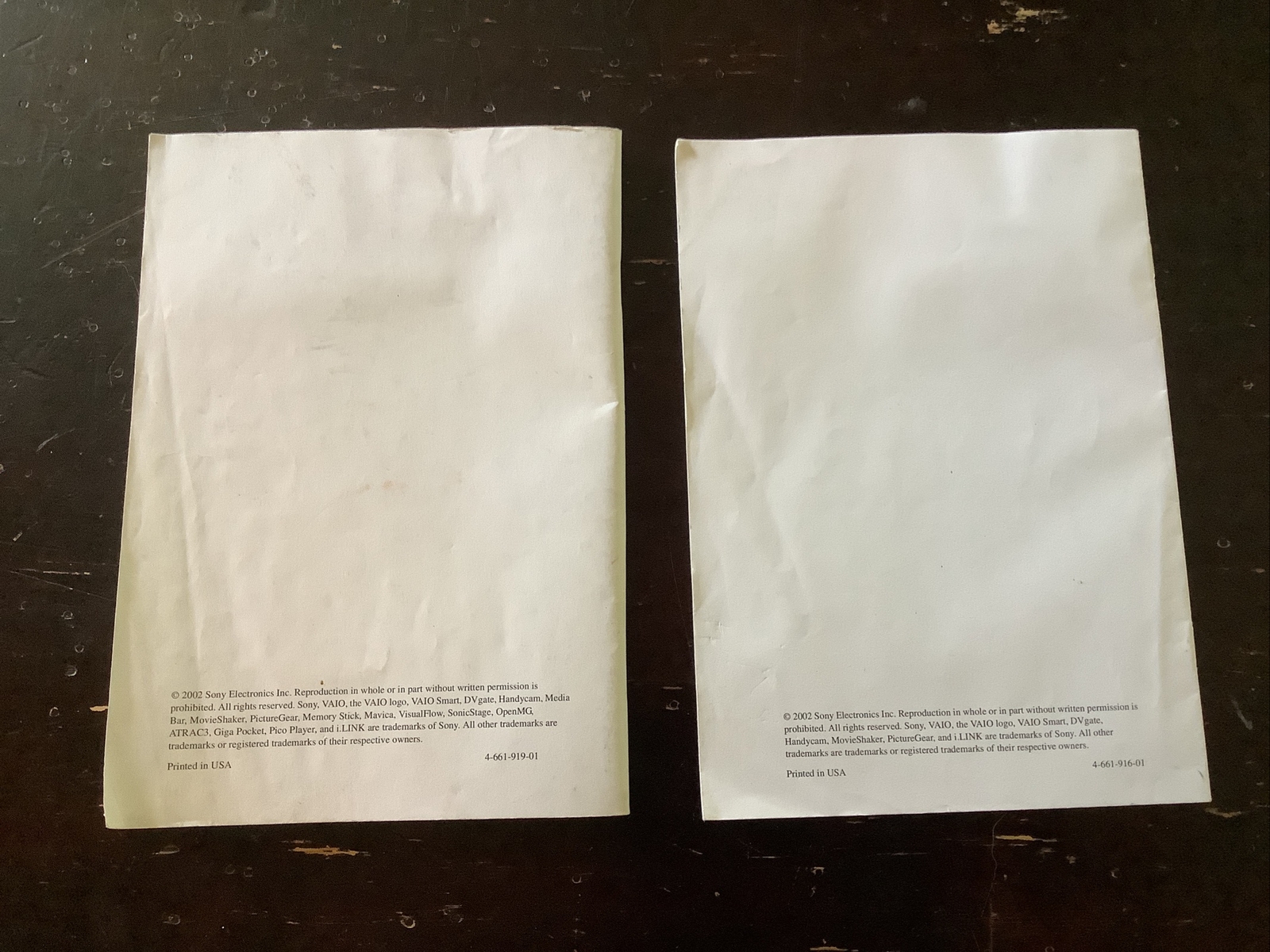2 Sony VAIO Notebook Quick Start & Notes on Use PCG-R505 Series Computer manuals