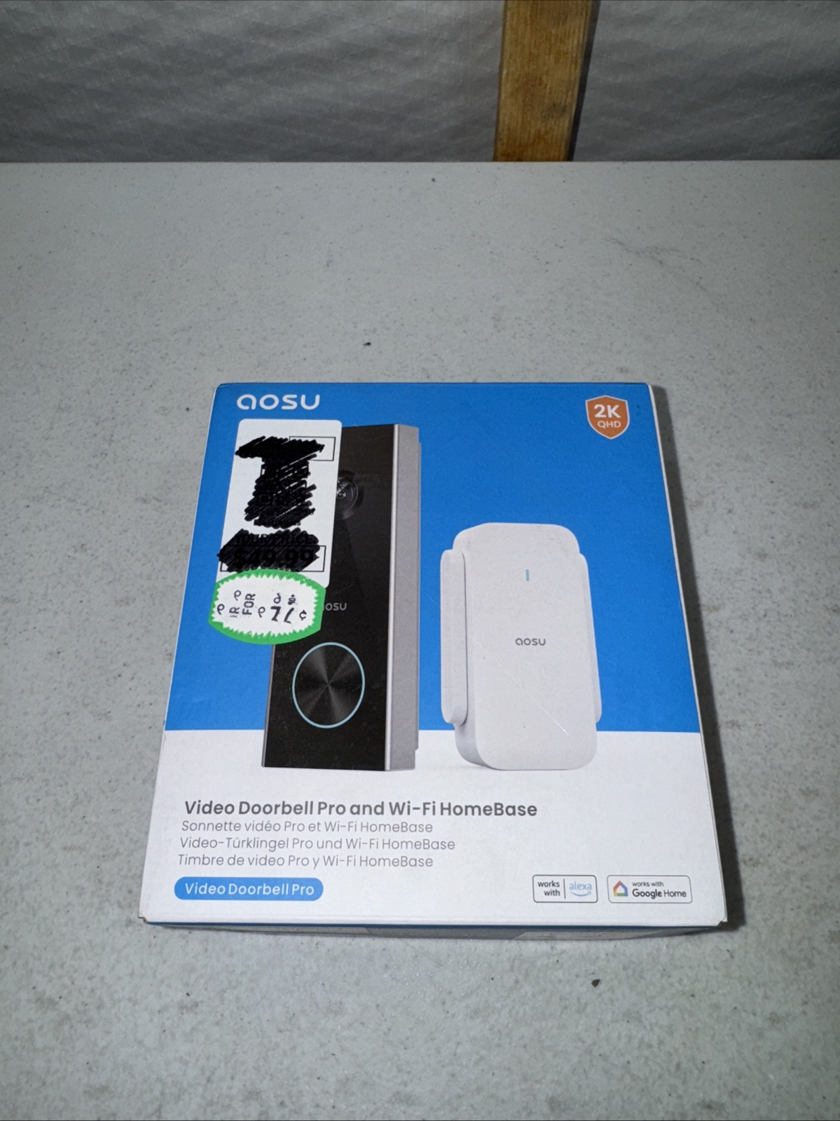 Aosu V8P1AX11 Video Doorbell Pro and Wifi Home Base Space Gray New