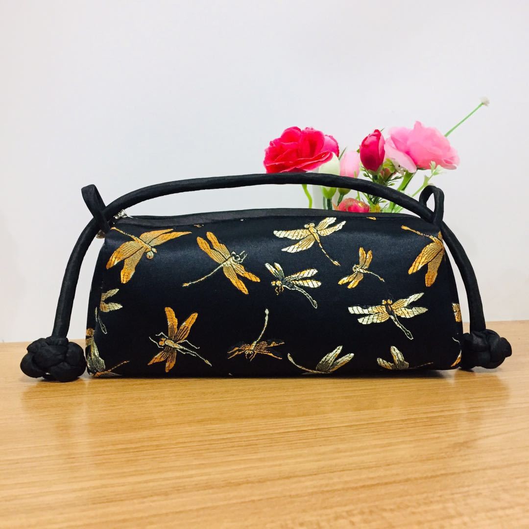 Embroidered Retro Button Handbag, Cosmetic Storage & Evening Bag with Classic