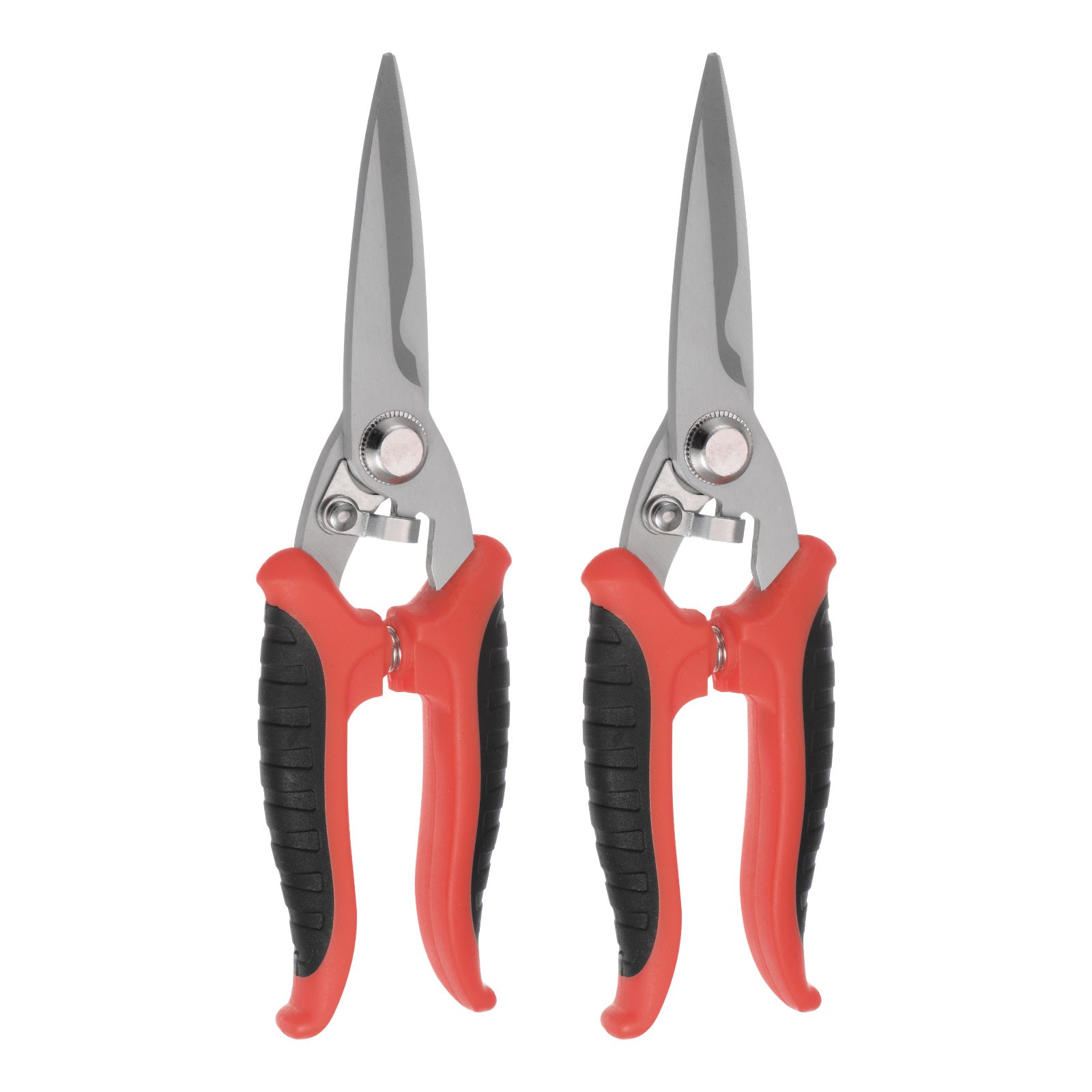 2pcs 8 Inch Industrial Scissors with Black Red Handle