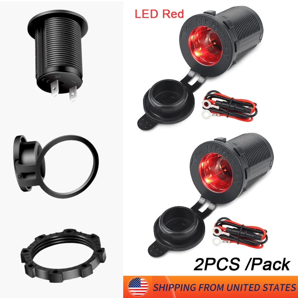 2X 12V Waterproof Car Motorcycle Boat Cigarette Lighter Socket Power Plug Outlet
