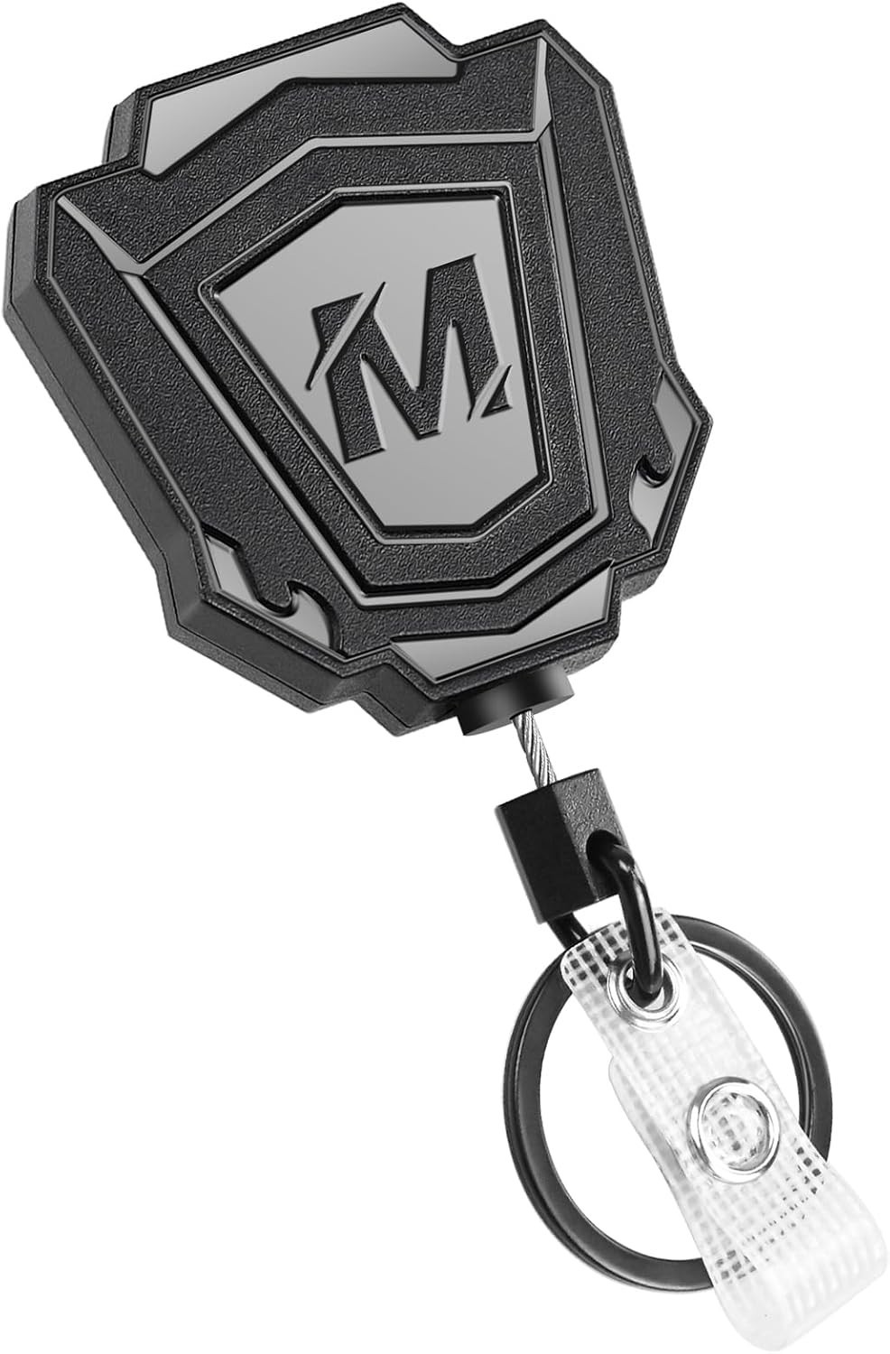Retractable Keychain Key Reel Holder Steel Belt Clip Chain Heavy Duty Split Ring