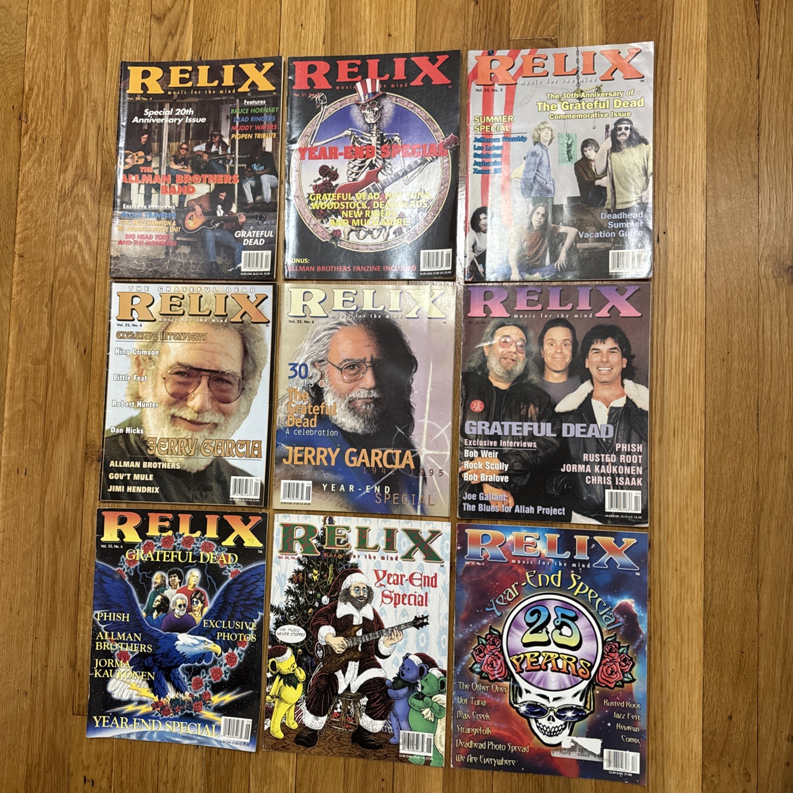 Vintage Lot Of 9 Assorted Relix Magazines-Grateful Dead/Jerry Garcia