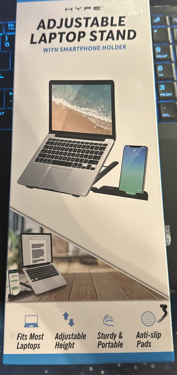 Hype Adjustable Laptop Stand With Smartphone Holder