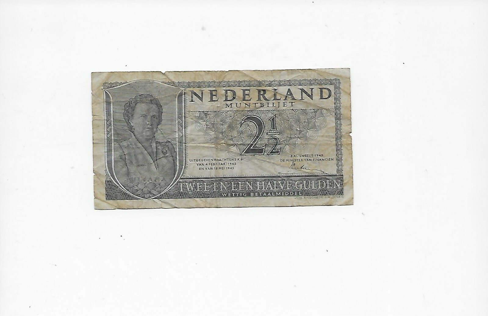 Netherlands 2 1/2 gulden note 1949  lot C