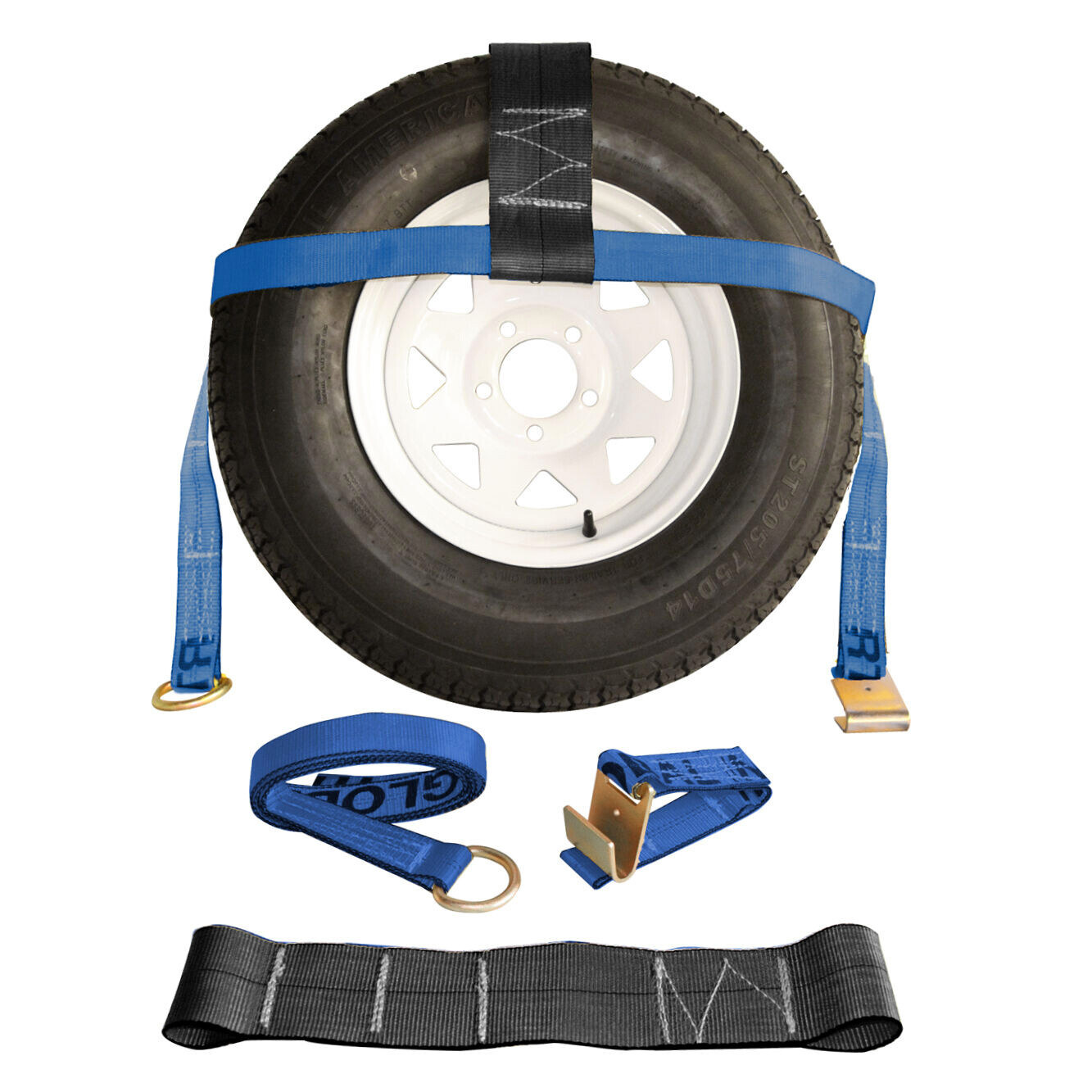 Tow Dolly Basket Straps 2″ x 10′ Blue 19-20″ Rims 3,335 LB WLL (Pair)