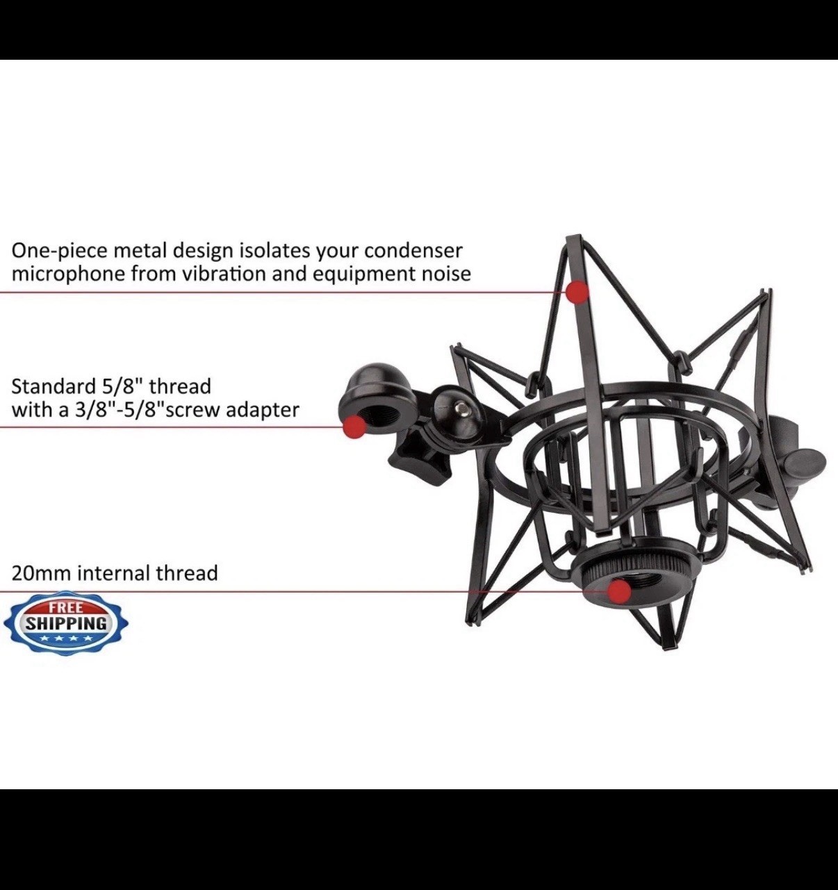 LYRCRO Microphone Shock Mount with Integrated Pop Shield MJ-7C