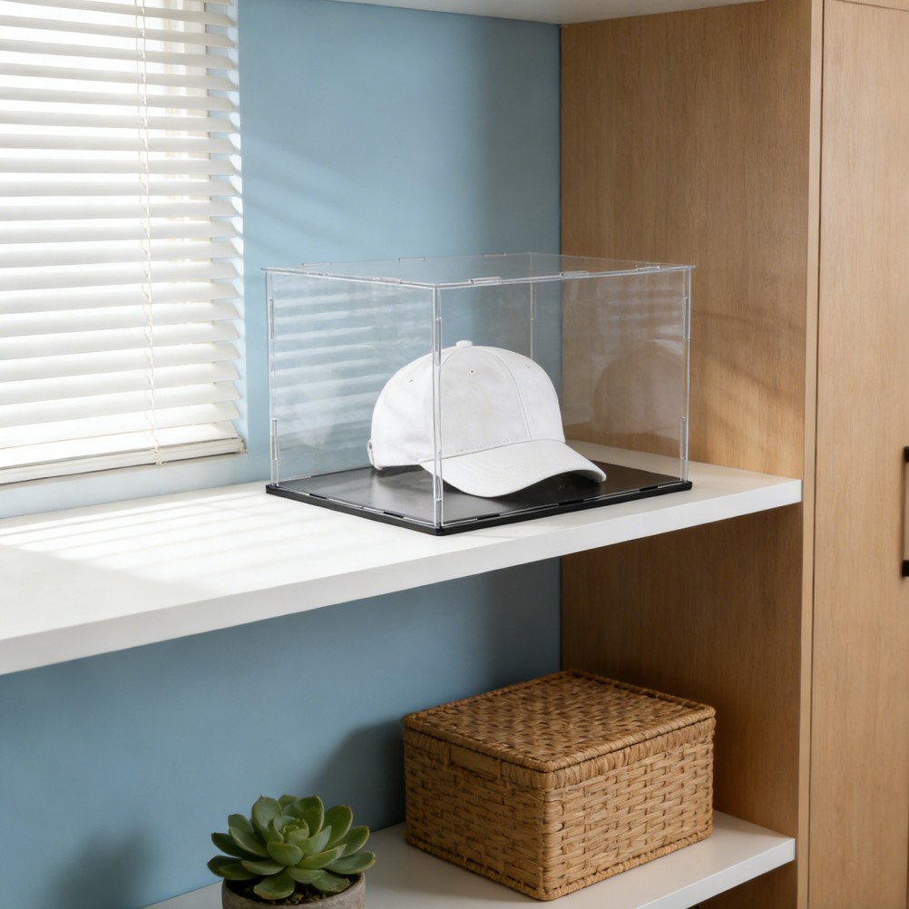 Transparent Hat Display Box Holder Merchandise Acrylic Stand