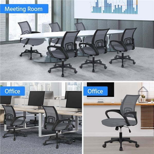 Adjustable Height Mid Back Mesh Swivel Office Chair with Armrests Computer Chair