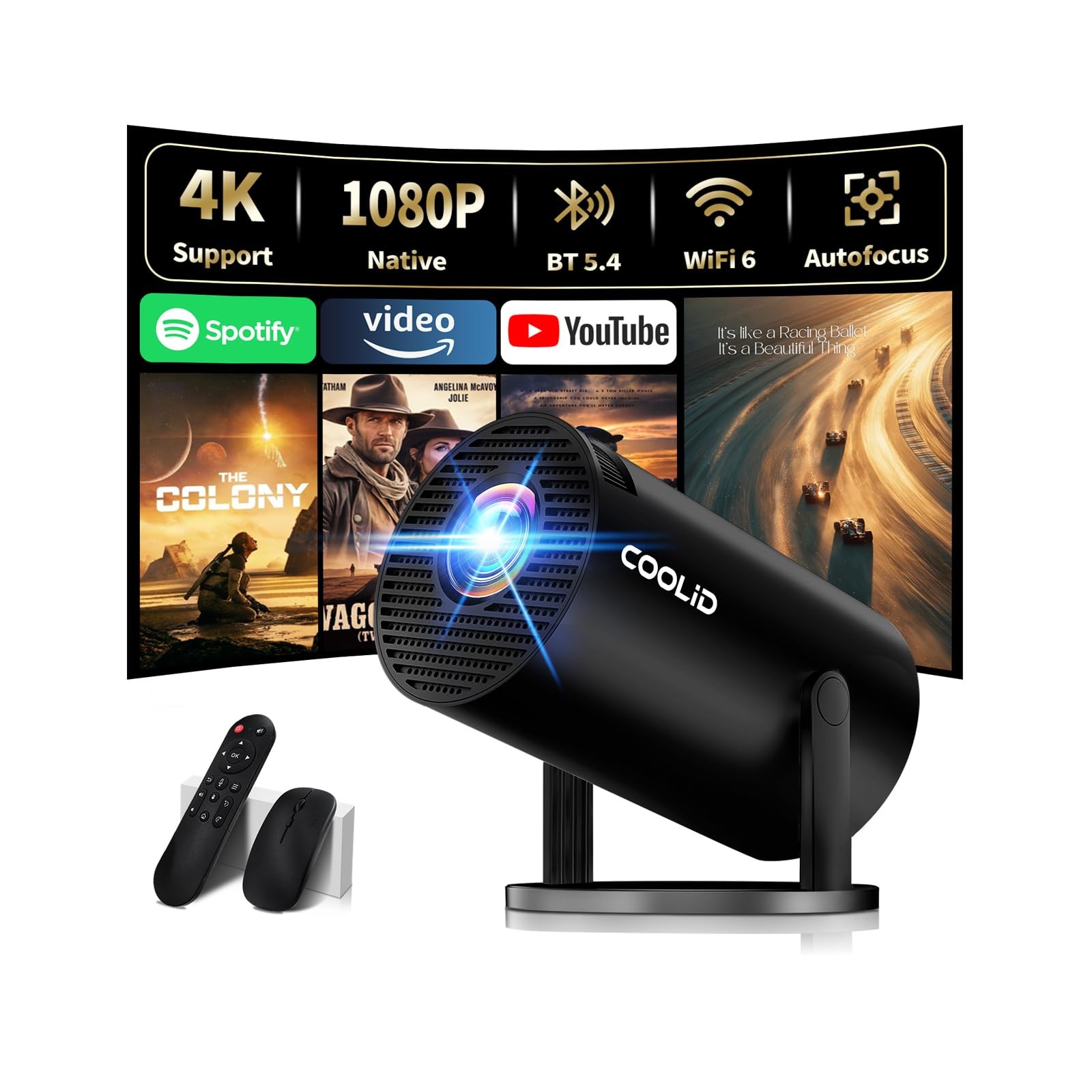 [Built-in Apps & 2026 Upgraded] Mini Projector Support 4K 1080P Auto Keystone...
