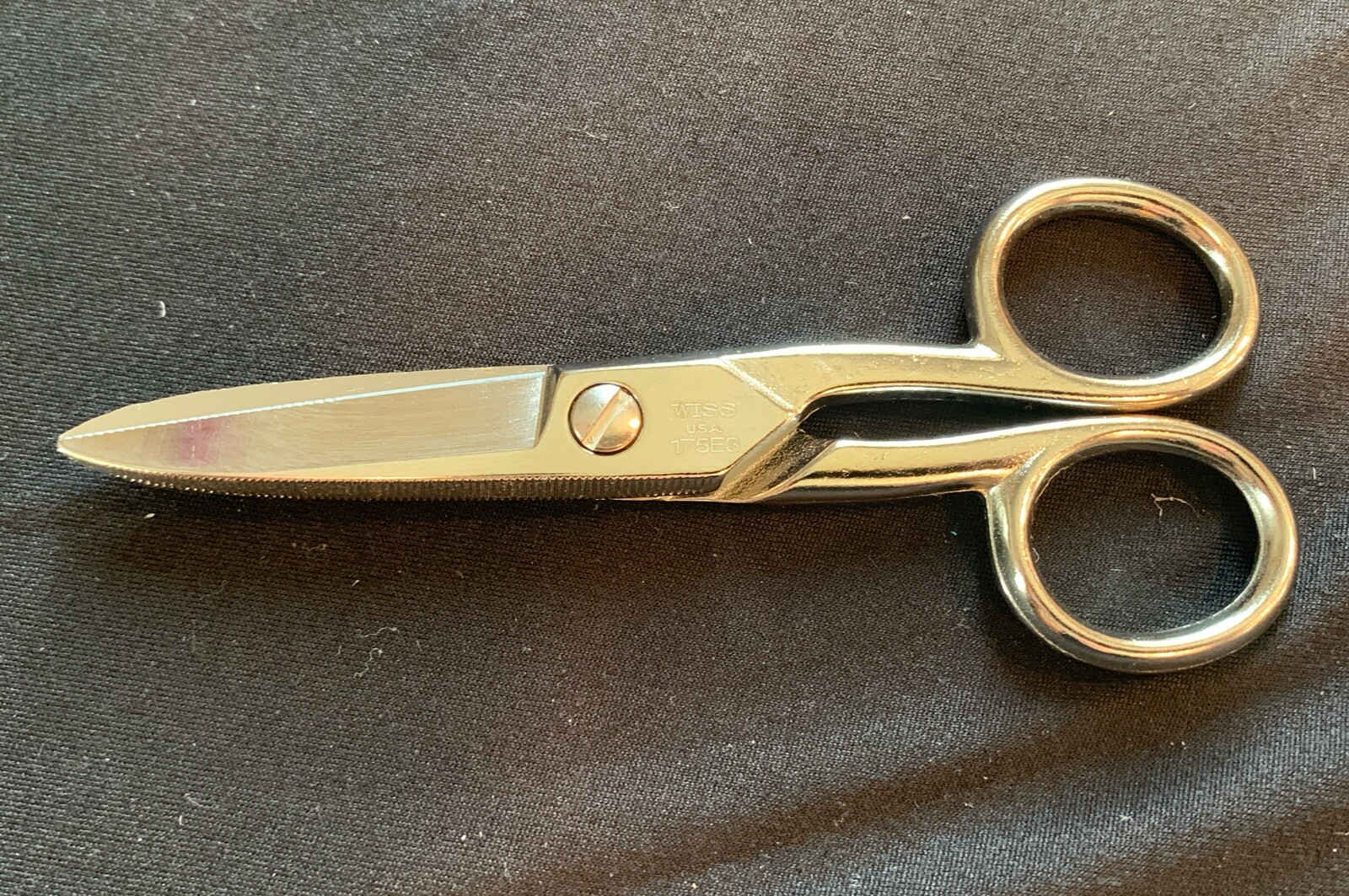 Vintage Wiss 175E3 chrome-finish steel, milled-edge electrician's scissors USA