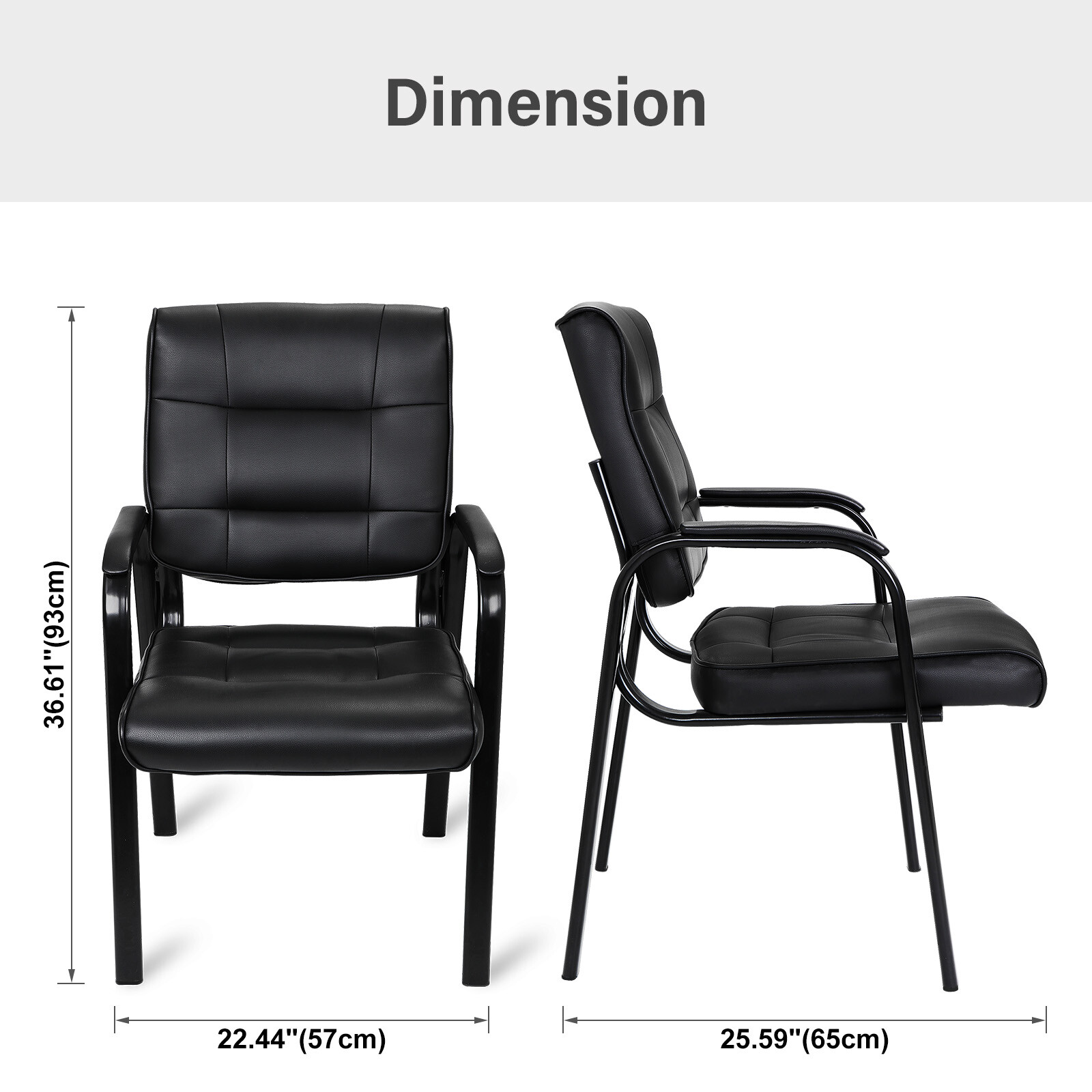 HomGarden Leather Guest Chair Office Desk w/Metal Frame Waiting Room Chair