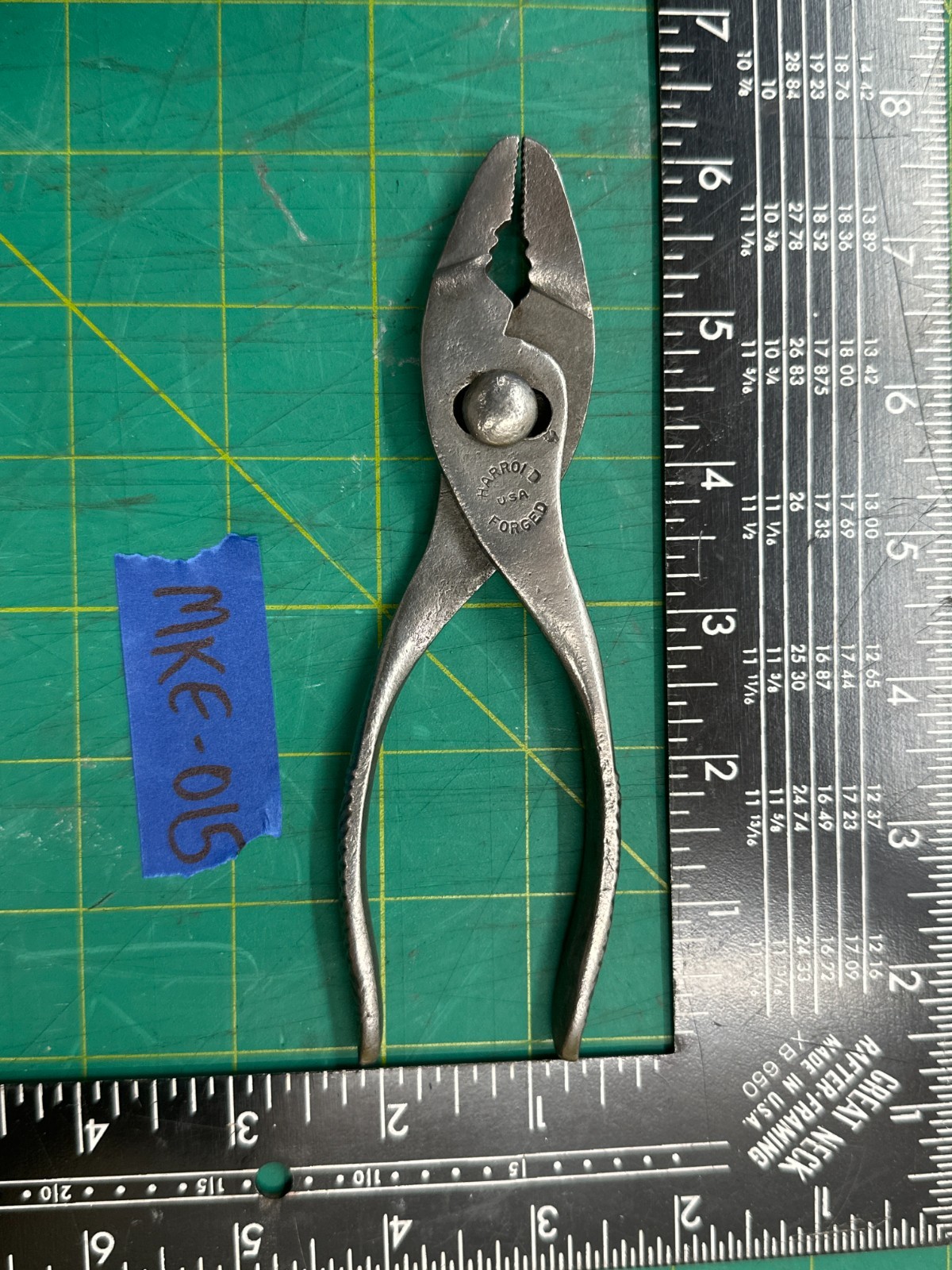 Vintage 6'' Long Narrow Jaw Harrold Slip- Joint Plier, Made in USA