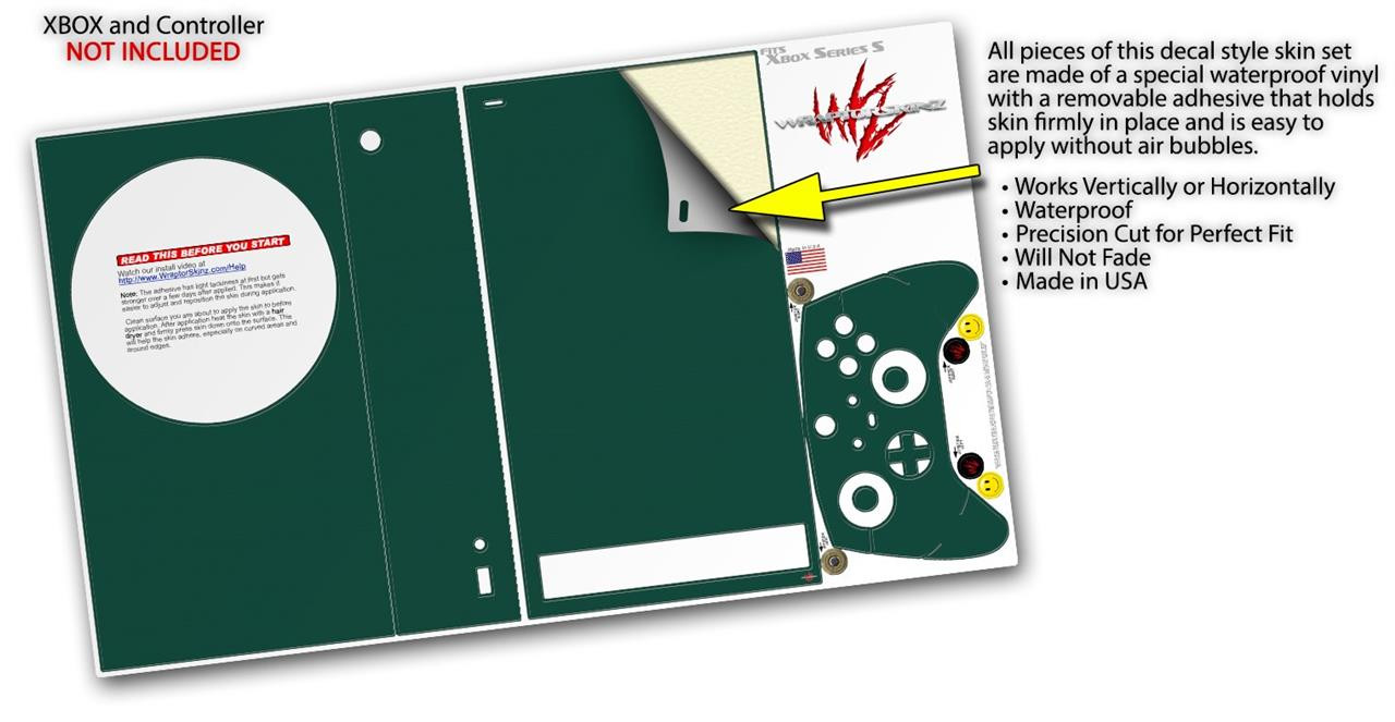 Skin Wrap for XBOX Series S Console Controller Solids Collection Hunter Green
