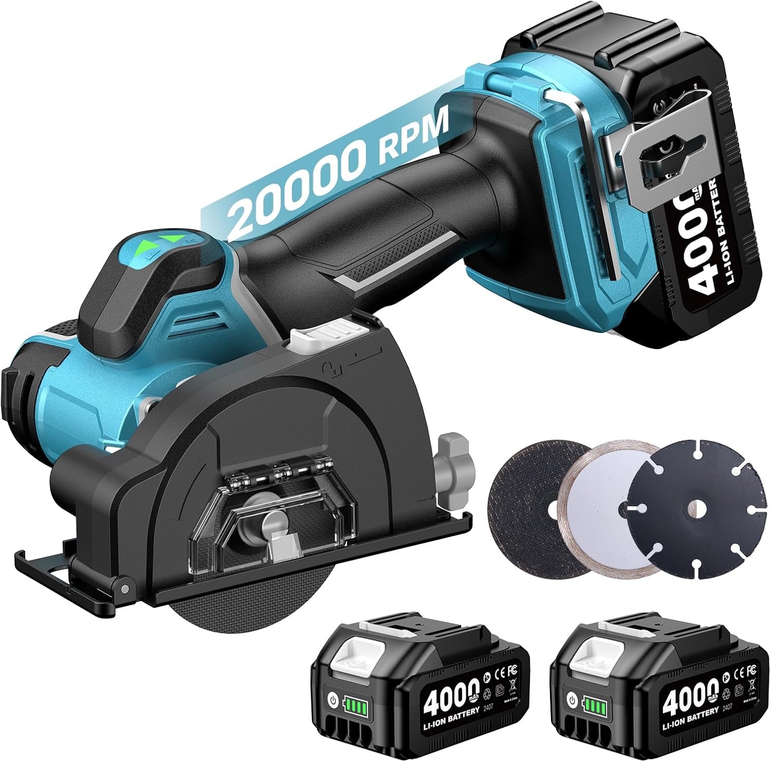 21V Brushless 3" Cordless Cut-Off Tool with 2X 4.0Ah Batteries, 20000 RPM Mini A