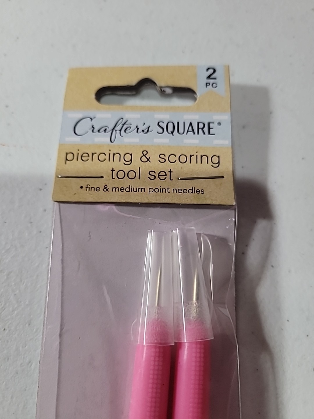 Crafter's Square Piercing & Scoring Tool Set 2 Tools Fine & Medium Points Pink