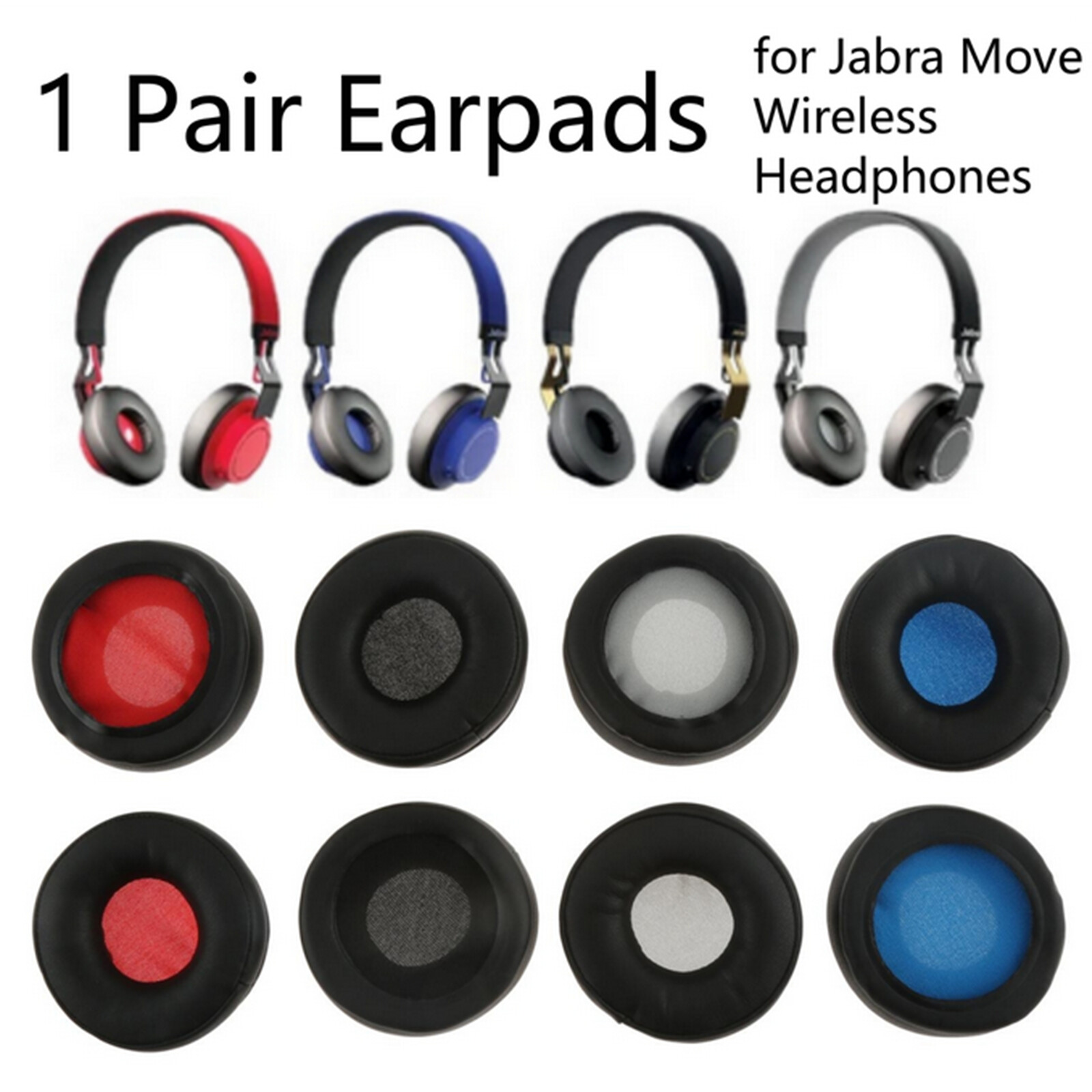 1 Pair Headphone Replacement Soft Sponge Ear Pad for Jabra Move Wireless Headset