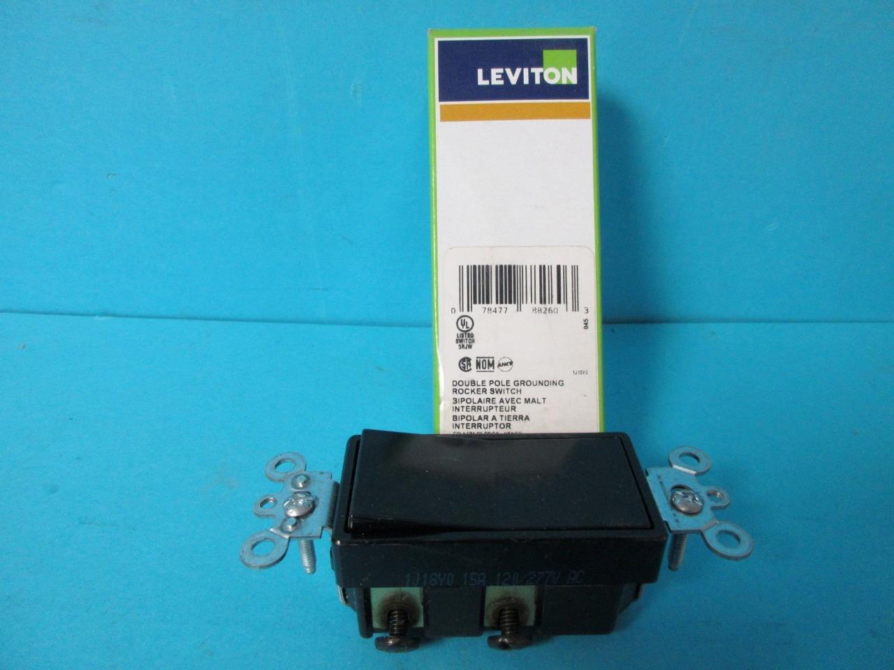 LEVITON 5602-2E 15A 120/277VAC, DECORA ROCKER SWITCH BLACK DOUBLE POLE GROUNDING