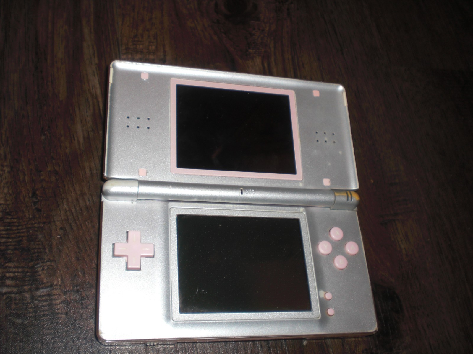 Nintendo DS Lite Pink Silver Console System Plays DS GBA READ TOP SCREEN BREAK