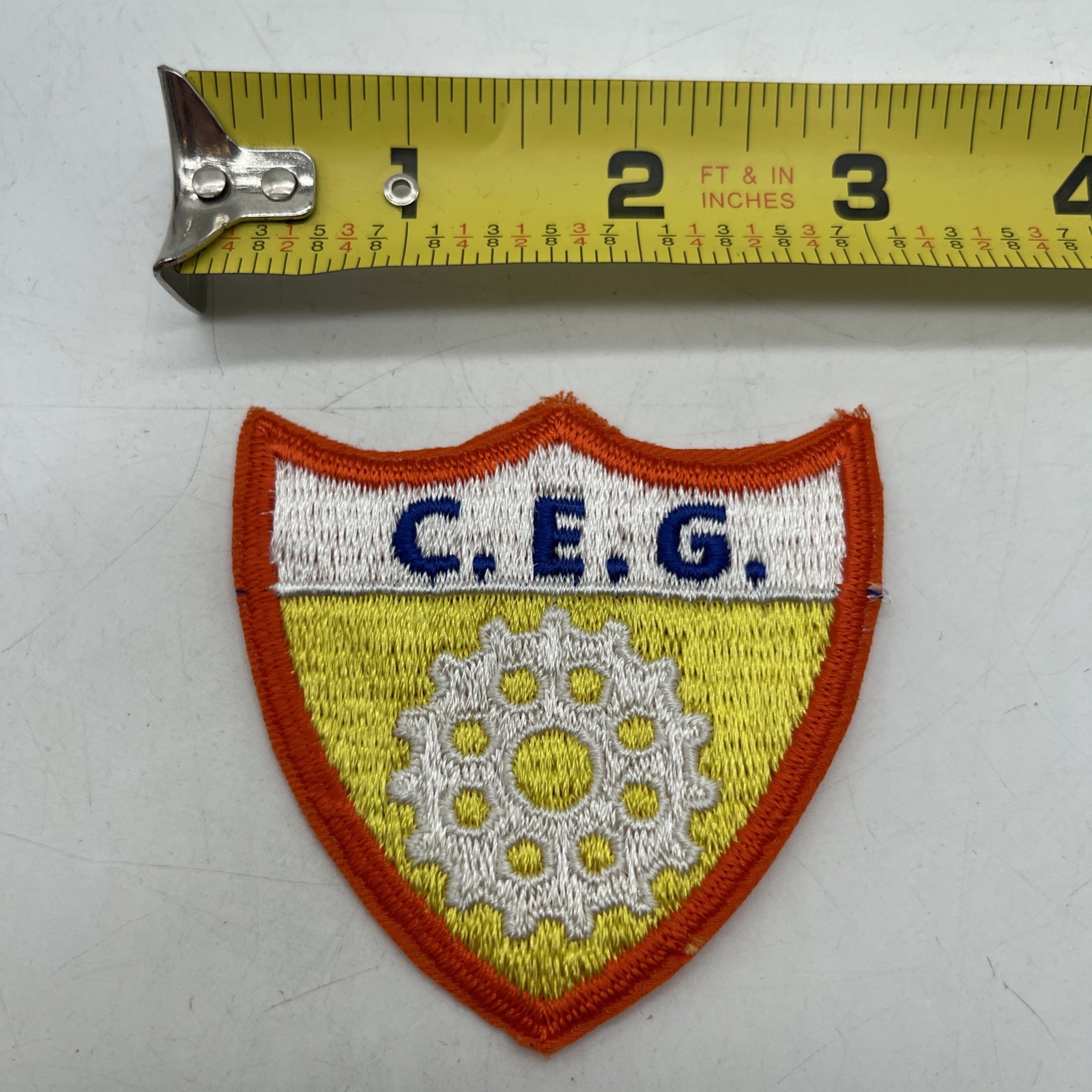 Guatemalan Military Engineer Group C.E.G. Shield Orange Cut Sew On ~3” Patch