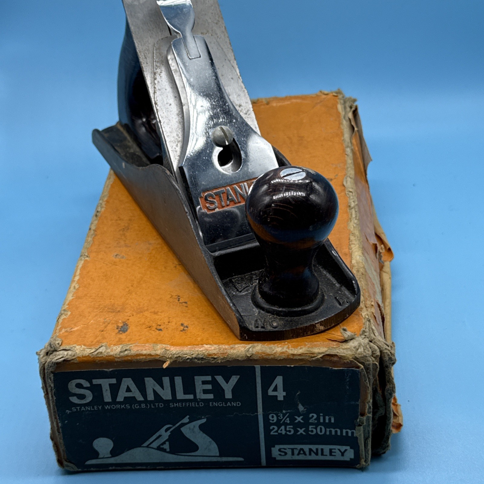 Stanley Bailey No. 4 Smooth Bottom Wood Plane with Original Box
