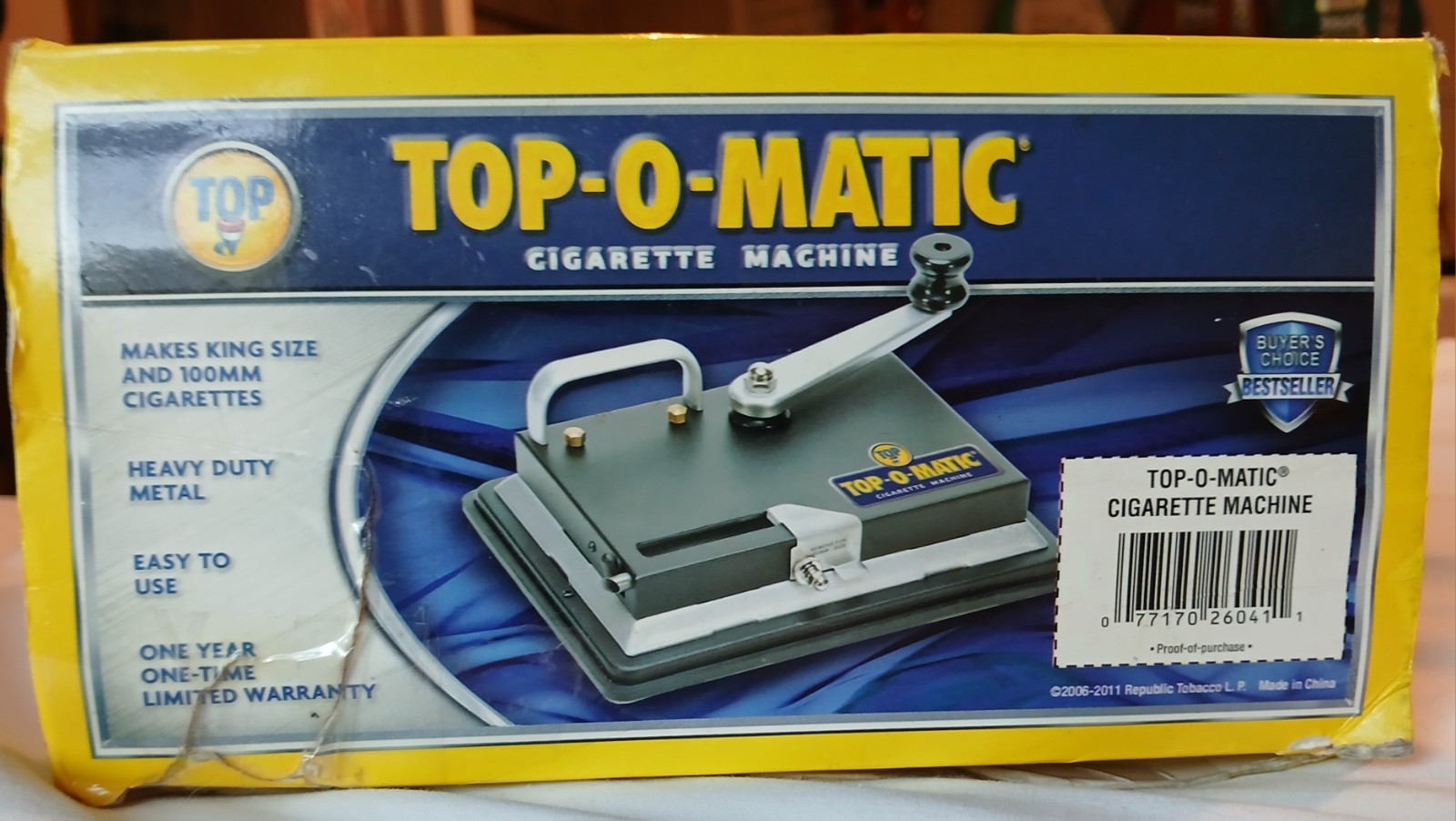 Top-O-Matic Cigarette Rolling Machine, EUC W/Original Box & Owner's Manual