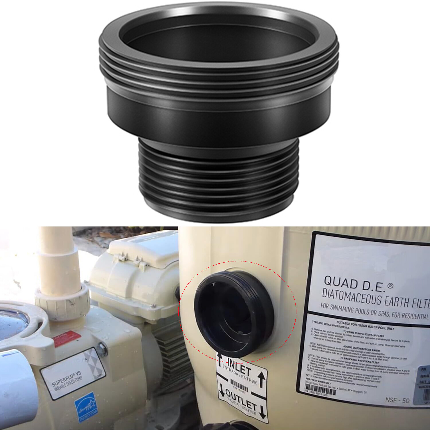 Replace Part for Pentair 2-Inch Bulkhead Replacement Pool and Spa Filter 194801