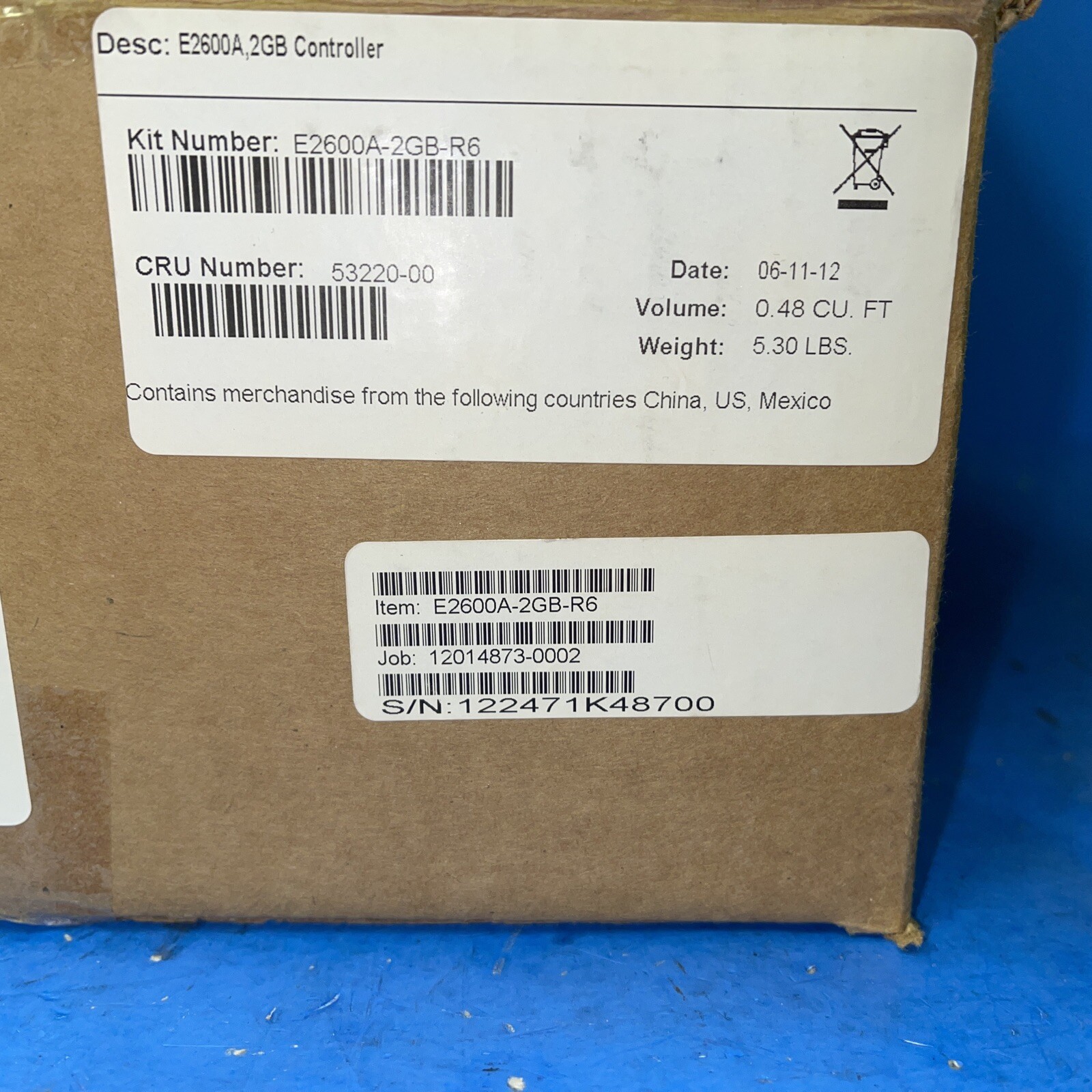 NetApp PN:E2600A-2GB-R6 CONTROLLER DRIVE MODULE I/F-4 100120-113