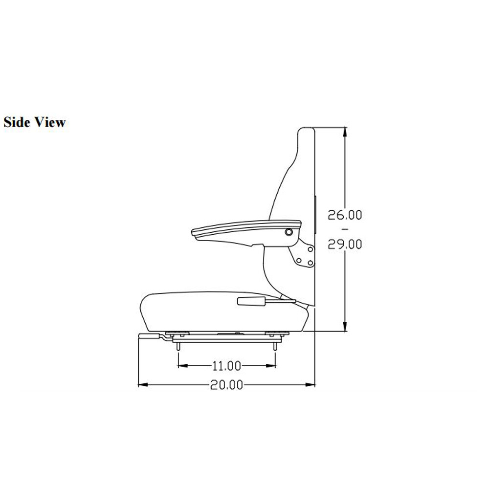 Black Cordura Fabric Universal Seat with Adjustable Mounting Slide Rails