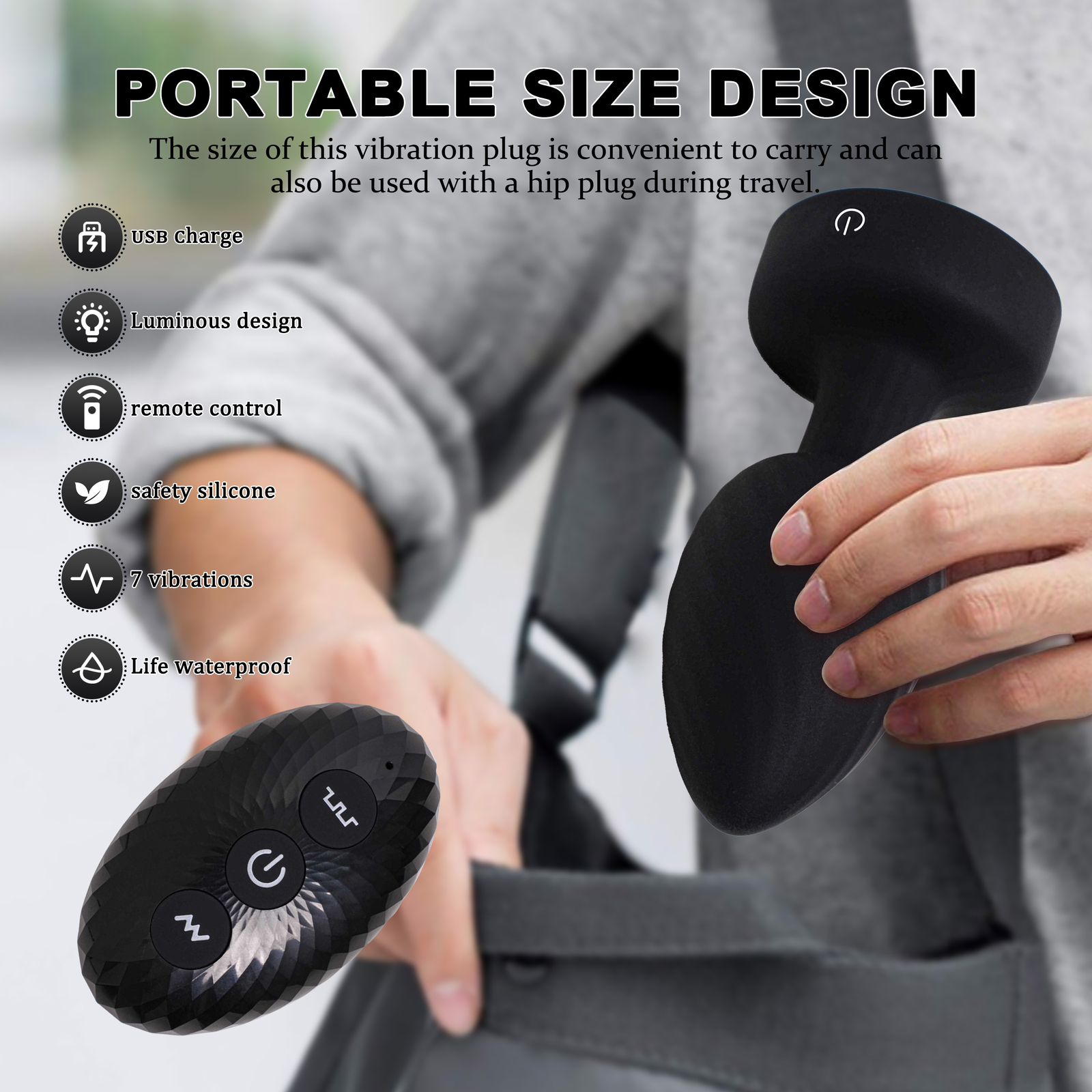 360° Rotation Vibrating Butt Plug Prostate Massager with LED Anus SexToy for Man