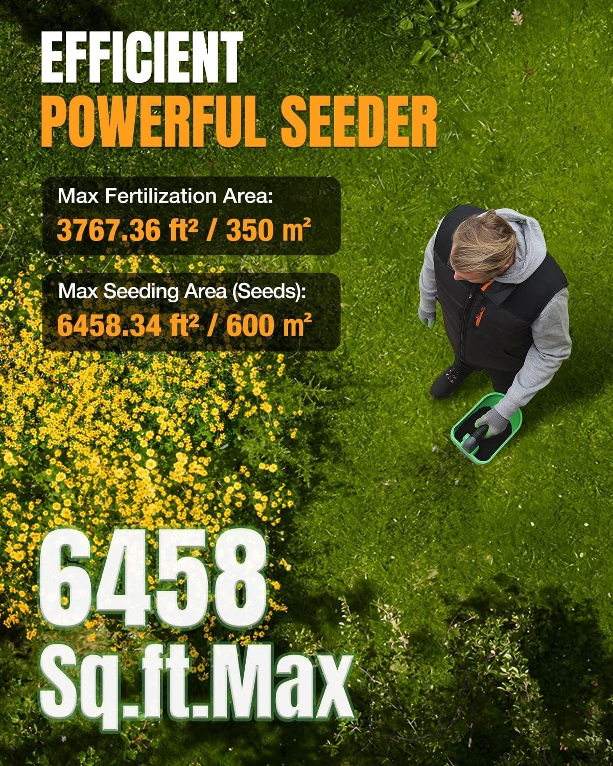 Battery Powered Fertilizer Spreader, 7.2V Seed Spreader for Salt, De-Icer