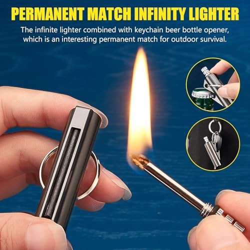 2 Pack Permanent Match Infinity Lighter, Multitool Keychain Bottle Style3