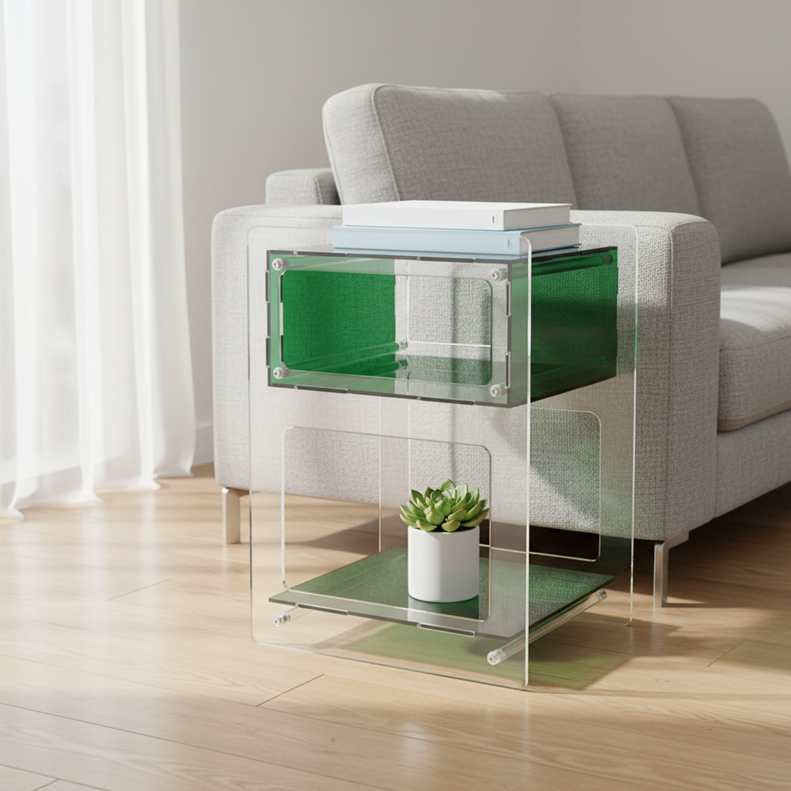 Acrylic 3-tier Side Table, 44 Lbs Load, Bedside Nightstand For Bedroom, Office