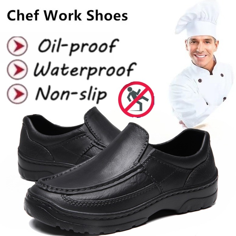 Men Non Slip Work Shoes  Oil-resistant Waterproof Food Service Kitchen Chef Shoe