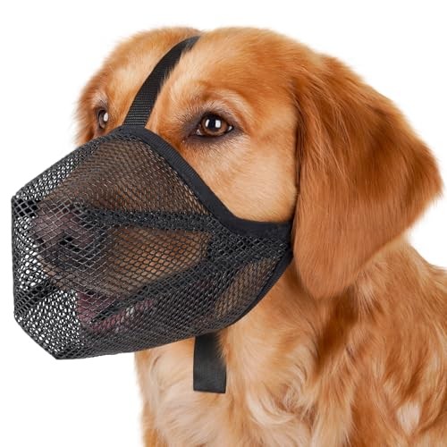 Dog Muzzle, Soft Mesh Muzzle for Small Medium S [Snout Cir: 8.5"-9.5"] Black