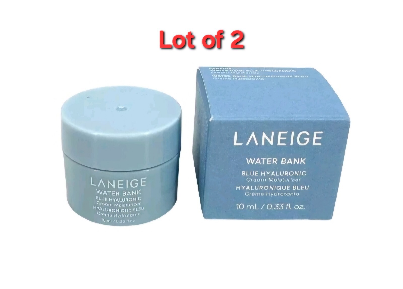 Lot Of 2 - Laneige Water Bank Blue Hyaluronic Cream Moisturizer 10ml 0.33 fl oz