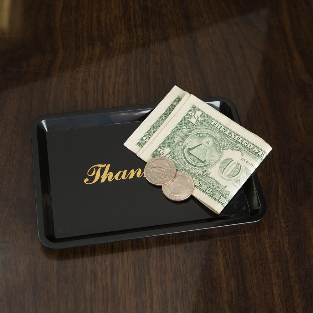 1 TIP/CHECK TRAY DELUXE BLACK GOLD LETTERING  FREE SHIPPING