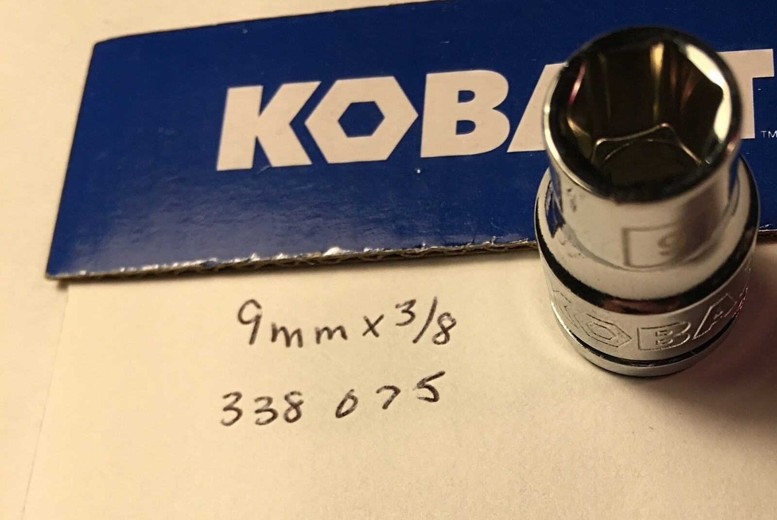 Kobalt 9 mm x 3/8" Dr Standard Chrome Socket 6 Pt  # 338075 Free USA Shipping