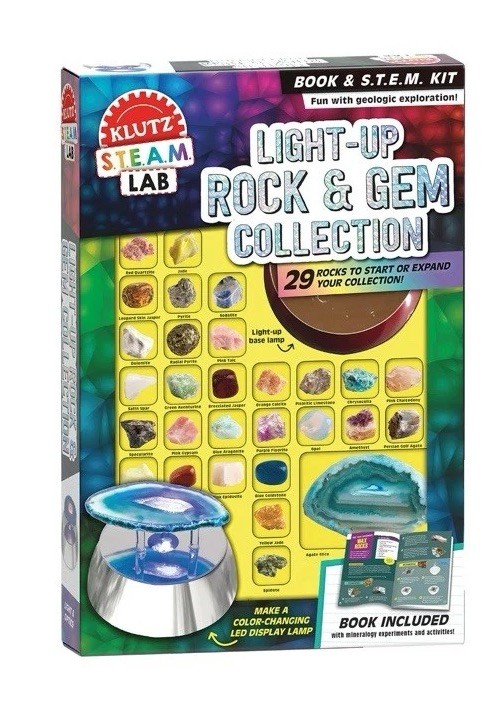New Klutz Light-Up Rock & Gem Collection Kit With 29 Rocks Display Light