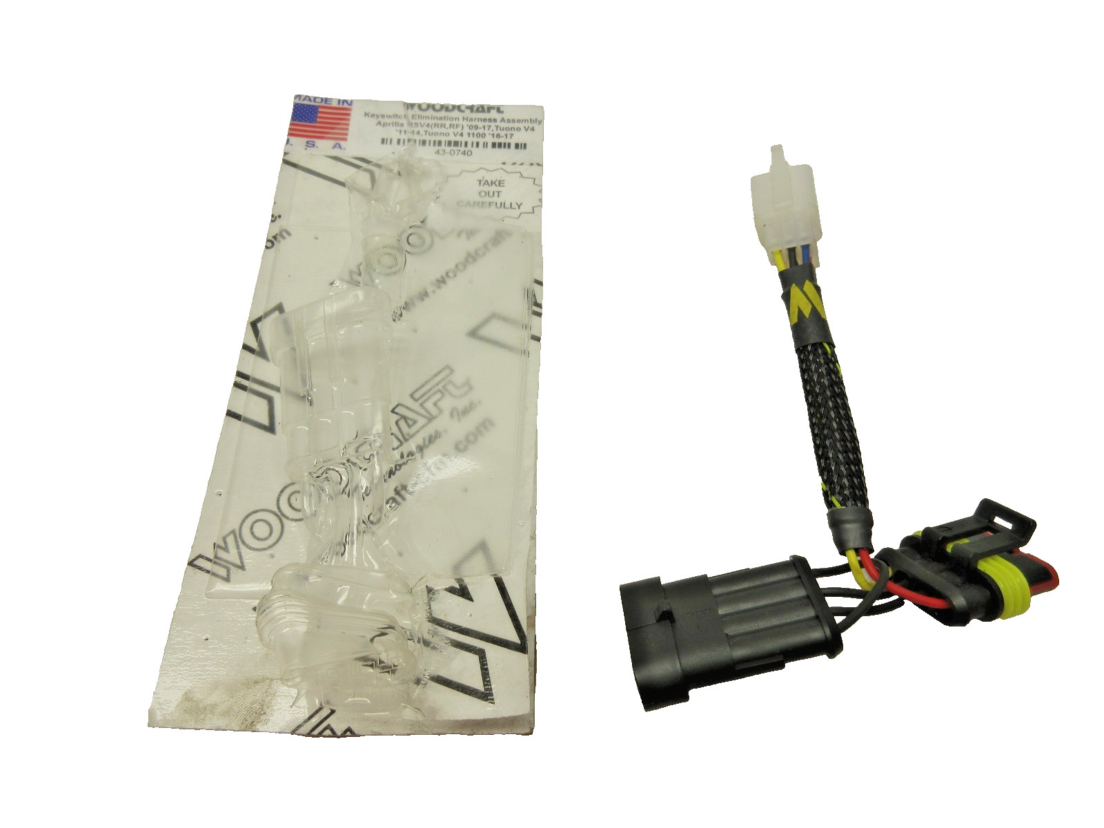 Aprilia 09-17 Tuono 11-14 V4 1100 16-17 Woodcraft keyswitch elimination harness