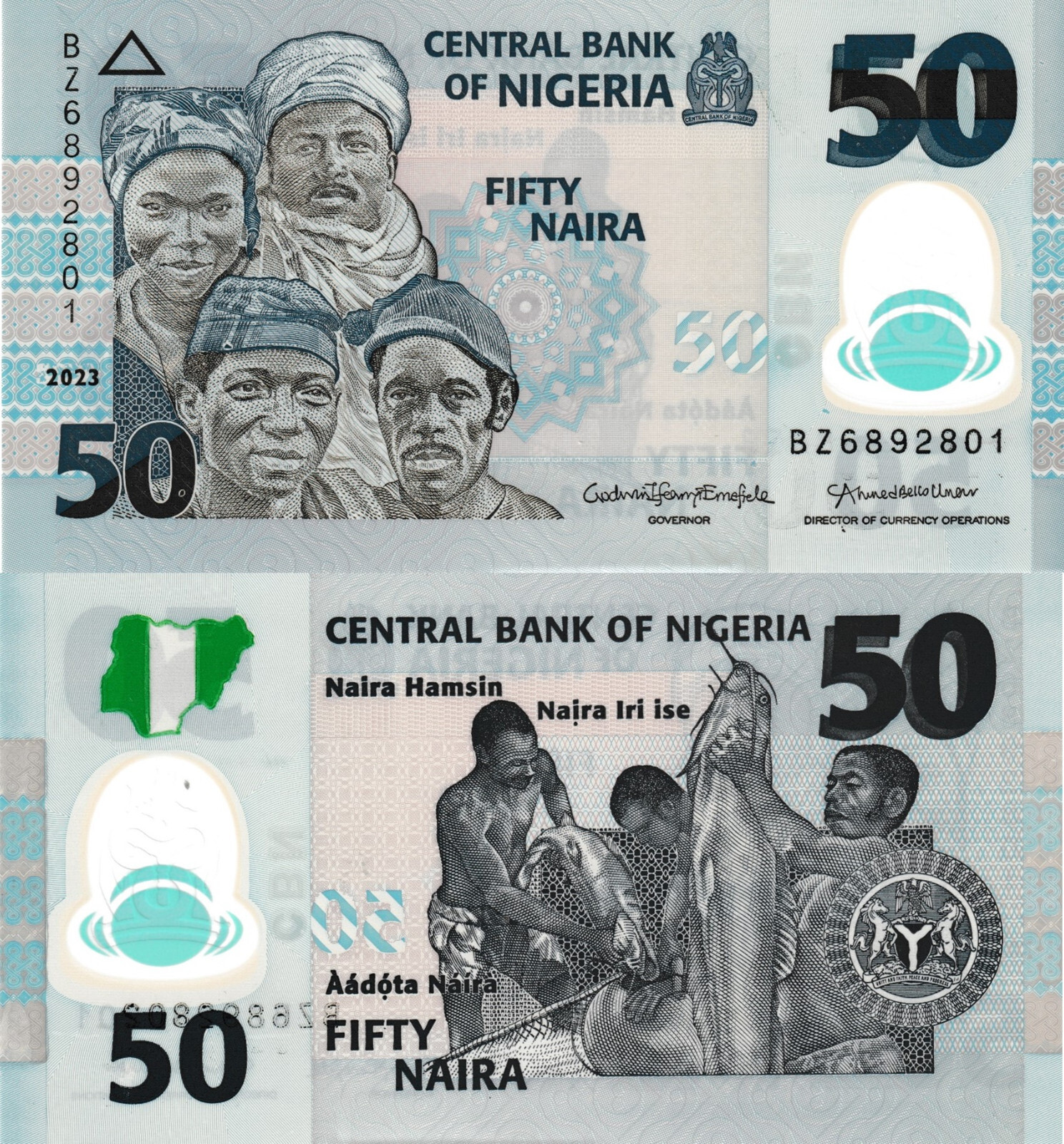 Nigeria 50 Naira, 2023, P-40m, Uncirculated, Polymer