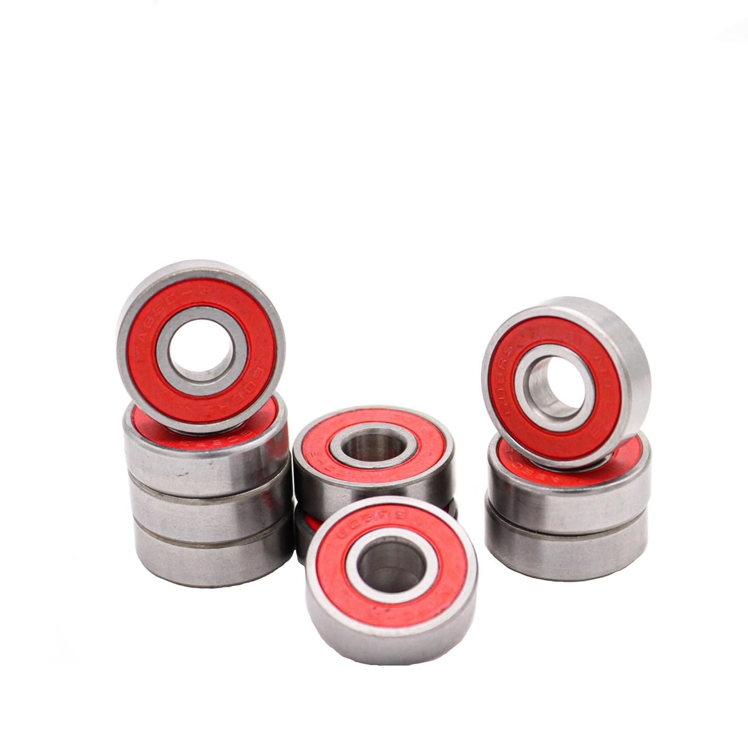 10pcs 608 2RS 8x22x7mm Red Skateboards Wheels ABEC-9 Miniature Shafts Tool...