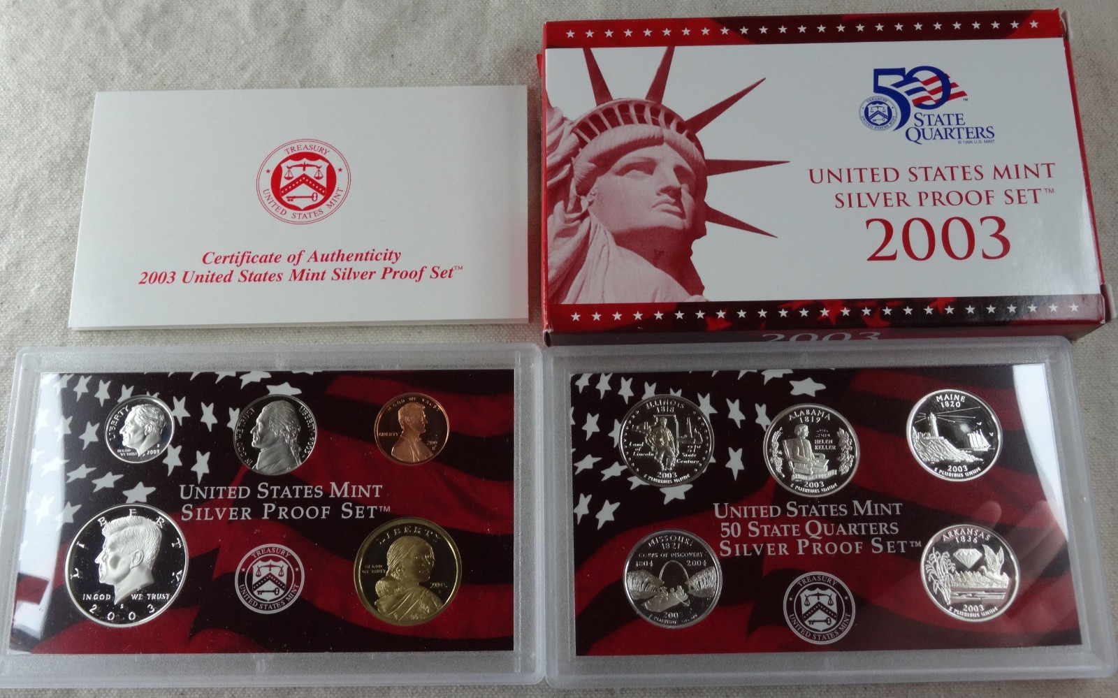 2003-S US Mint Silver Proof Set OGP COA & Box 10 Coins United States