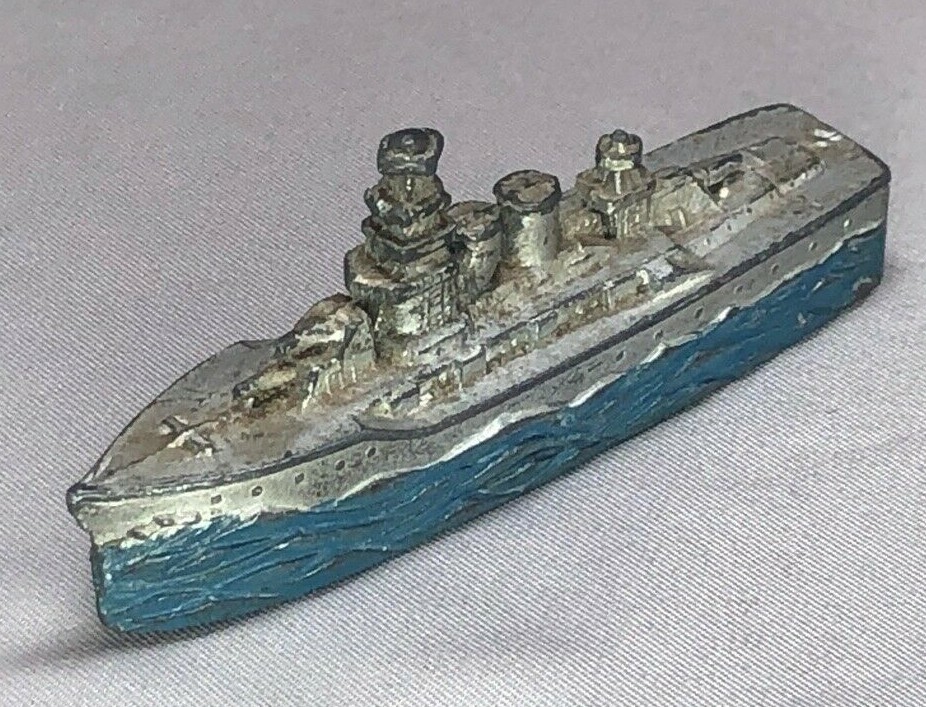 1950s BATTLESHIP Cast Metal PENCIL SHARPENER Vintage Military Ship RABBIT Japan