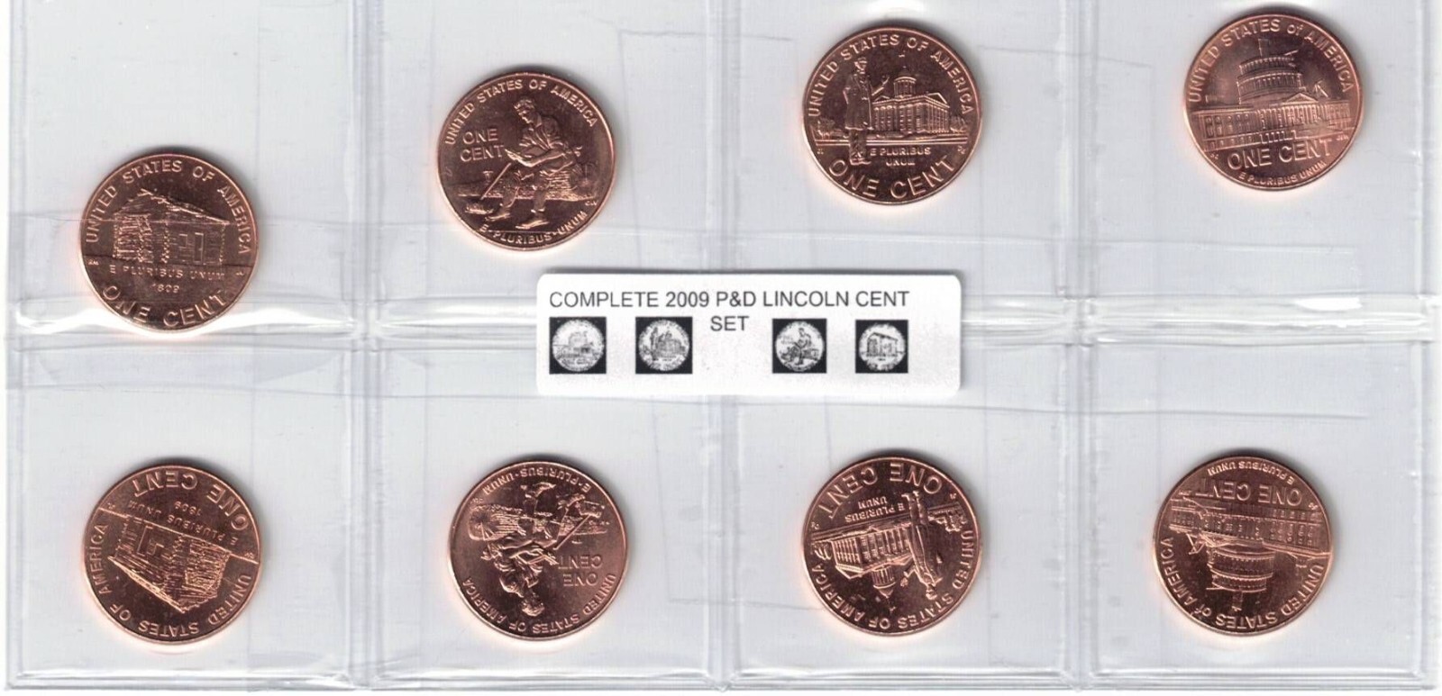 2009-P&D Lincoln Cent Set 8 Coins {BU} Lot#6