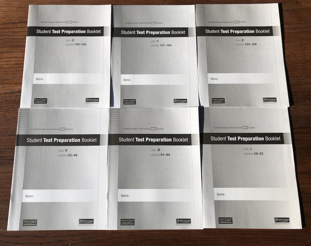 FOUNTAS & PINNELL Red System LLI Level L-Q Student Test Prep Booklets Word Study