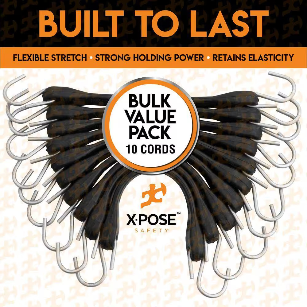 9 In. Molded Rubber Tie down Straps - 10 Pack