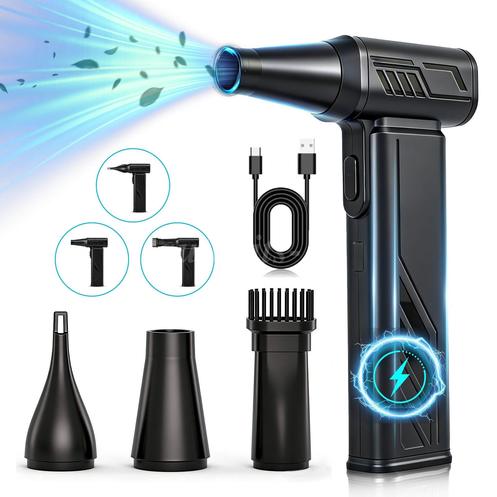 Adjustable 5 Speed Air Duster Reusable Blower Replace Compressed Air Spray
