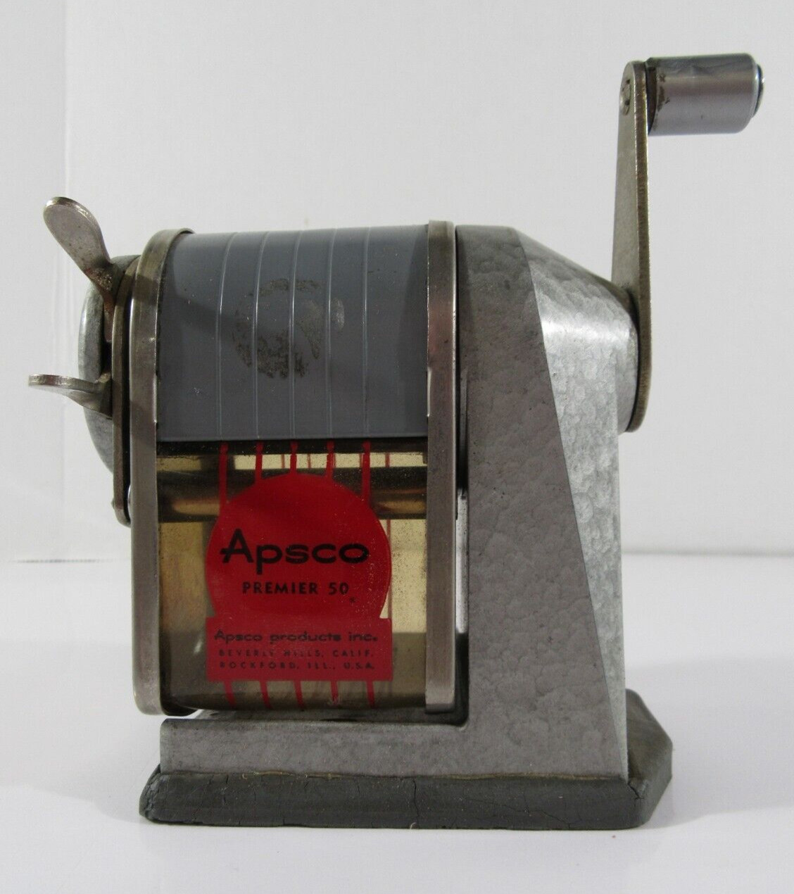 APSCO Premier 50 Pencil Sharpener Wall or Desk Mount Works Vintage Good Cond